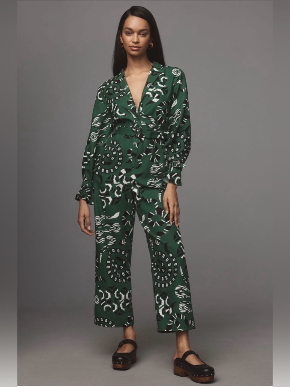 Farm Rio x Anthropologie Printed Jumpsuit - Spiral Snake Pattern NWT